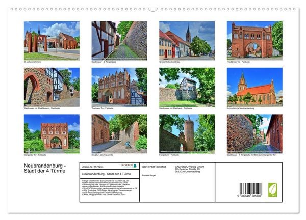 Produktbild: Neubrandenburg - Stadt der 4 T&uuml;rme (hochwertiger Premium Wandkalender 2026 DIN A2 quer), Kunstdruck in Hochglanz