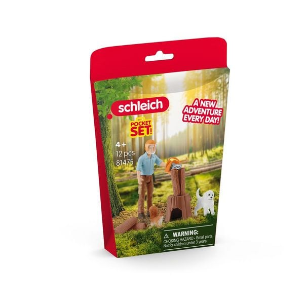 schleich 81475 - Pocket Set, Förster, 12-teilig, Spielset
