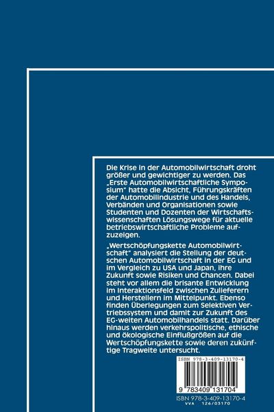Produktbild: Wertsch&ouml;pfungskette Automobilwirtschaft