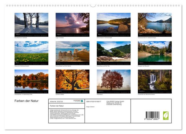 Produktbild: Farben der Natur (hochwertiger Premium Wandkalender 2026 DIN A2 quer), Kunstdruck in Hochglanz