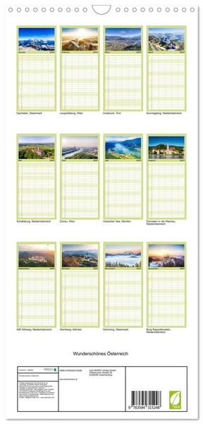 Produktbild: Familienplaner 2027 - Wundersch&ouml;nes &Ouml;sterreich mit 5 Spalten (Wandkalender, 21 x 45 cm) CALVENDO