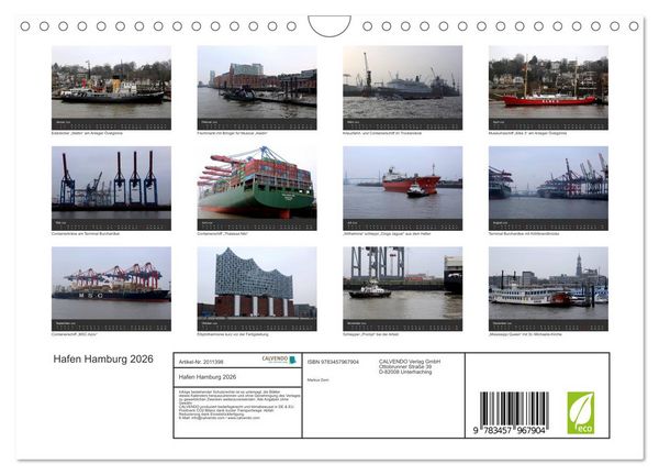 Produktbild: Hafen Hamburg 2026 (Wandkalender 2026 DIN A4 quer), CALVENDO Monatskalender