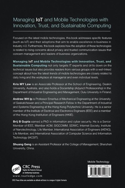 Produktbild: Managing IoT and Mobile Technologies with Innovation, Trust, and Sustainable Computing