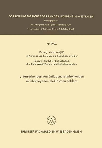 Produktbild: Untersuchungen von Entladungserscheinungen in inhomogenen elektrischen Feldern