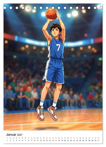 Produktbild: Level Up &ndash; Basketballhelden (Tischkalender 2027 DIN A5 hoch), CALVENDO Monatskalender