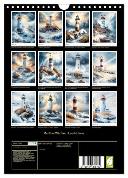 Produktbild: Maritime W&auml;chter - Leuchtt&uuml;rme (Wandkalender 2026 DIN A4 hoch), CALVENDO Monatskalender