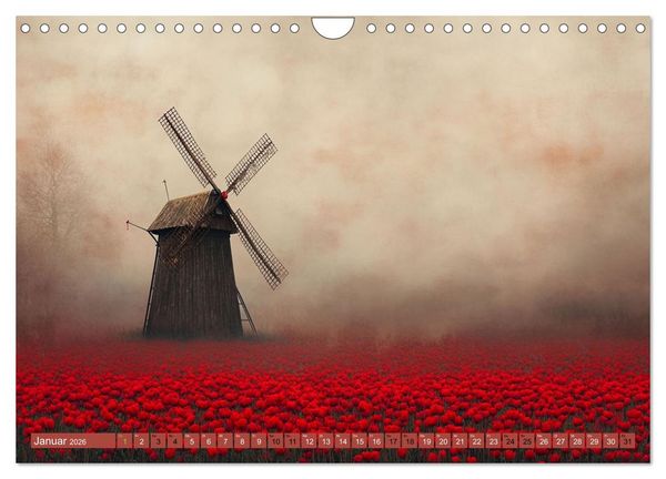 Produktbild: Windgefl&uuml;ster-M&uuml;hlenimpressionen (Wandkalender 2026 DIN A4 quer), CALVENDO Monatskalender