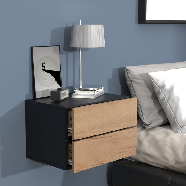 Produktbild: Holz Wandschublade Wand H&auml;nge Nachttisch Usal L45