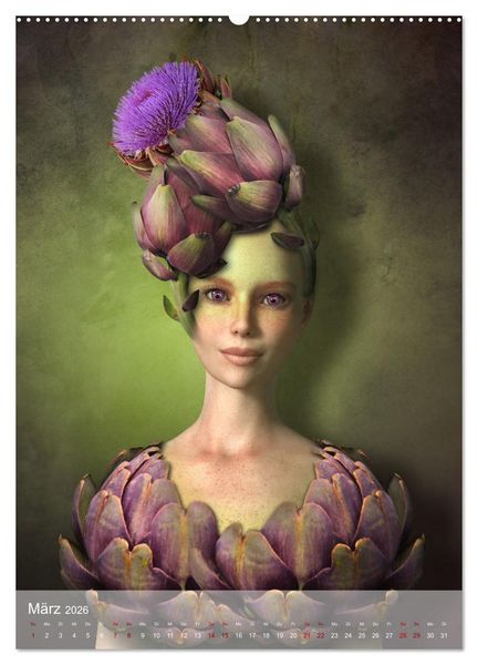 Produktbild: Zum Anbeissen - surreale Frauenportraits mit Obst und Gem&uuml;se (hochwertiger Premium Wandkalender 2026 DIN A2 hoch), Kunstdruck in Hochglanz