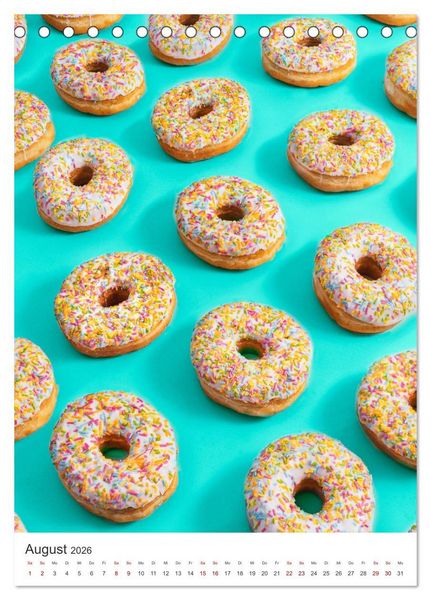 Produktbild: Donuts - Die runden Gaumenfreuden. (Tischkalender 2026 DIN A5 hoch), CALVENDO Monatskalender