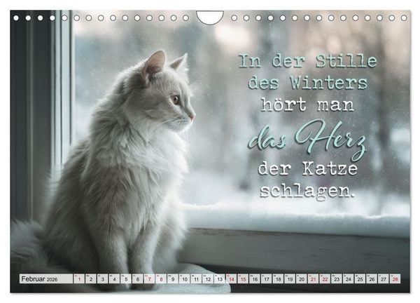 Produktbild: Katzenpoesie - Herzber&uuml;hrende Verse (Wandkalender 2026 DIN A4 quer), CALVENDO Monatskalender