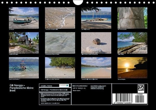 Produktbild: Gili Nanggu - Paradiesische kleine Insel (Wandkalender immerw&auml;hrend DIN A4 quer)