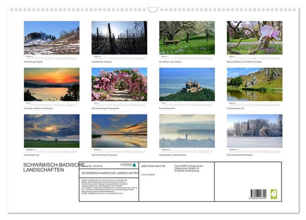 Produktbild: SCHW&Auml;BISCH-BADISCHE LANDSCHAFTEN (Wandkalender 2026 DIN A2 quer), CALVENDO Monatskalender
