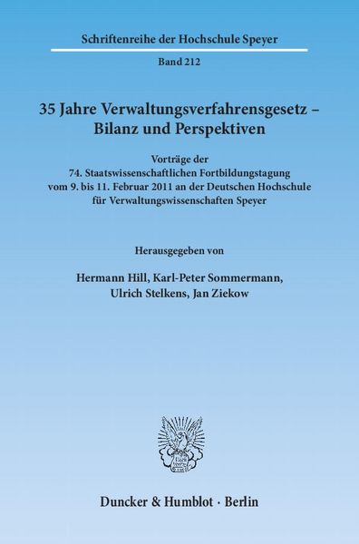Produktbild: 35 Jahre Verwaltungsverfahrensgesetz &ndash; Bilanz und Perspektiven.