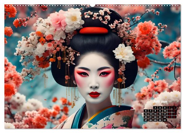 Produktbild: Geishas Portraits von japanischen Gastgeberinnen inspiriert (Wandkalender 2026 DIN A2 quer), CALVENDO Monatskalender