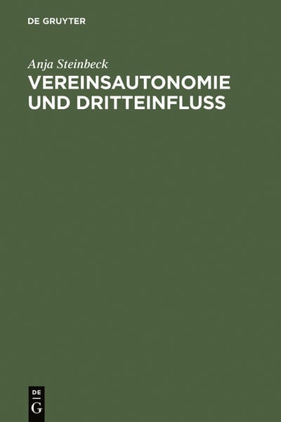 Produktbild: Vereinsautonomie und Dritteinflu&szlig;