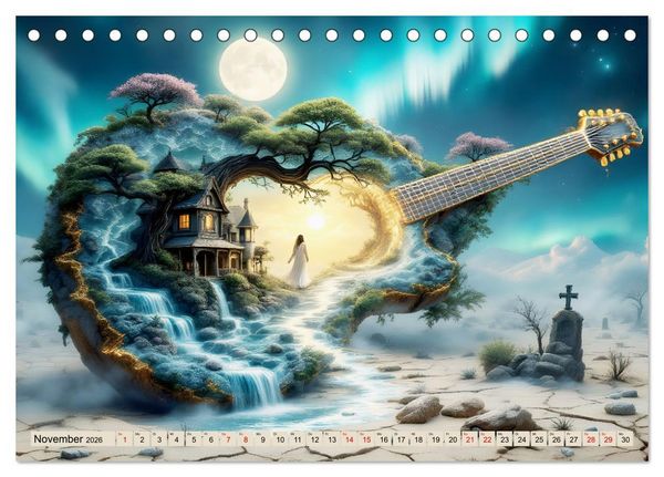 Produktbild: Gitarrenhorizonte (Tischkalender 2026 DIN A5 quer), CALVENDO Monatskalender