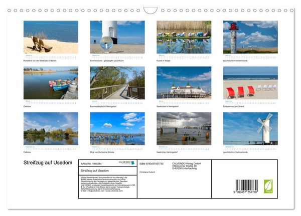 Produktbild: Streifzug auf Usedom (Wandkalender 2026 DIN A3 quer), CALVENDO Monatskalender
