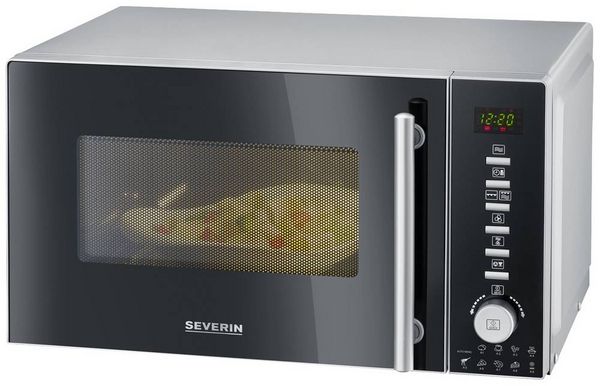 Produktbild: Severin MW 7773 Mikrowelle Schwarz/Silber 800W Hei&szlig;luft-Funktion, Grillfunktion