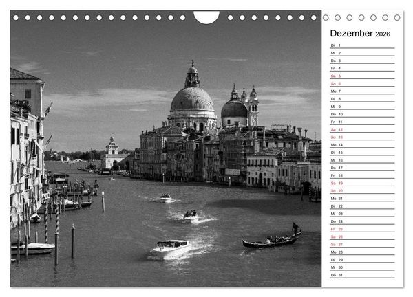 Produktbild: Venedig schwarz-wei&szlig; (Wandkalender 2026 DIN A4 quer), CALVENDO Monatskalender