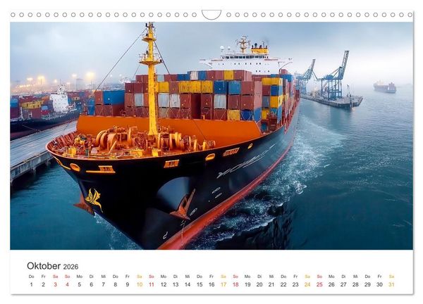Produktbild: Containerschiffe - Giganten im Fokus (Wandkalender 2026 DIN A3 quer), CALVENDO Monatskalender