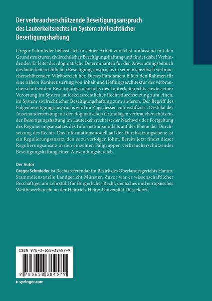 Produktbild: Der verbrauchersch&uuml;tzende Beseitigungsanspruch des Lauterkeitsrechts im System zivilrechtlicher Beseitigungshaftung