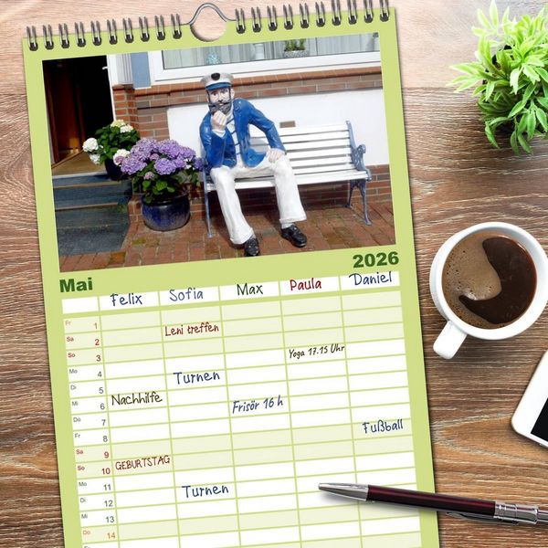 Produktbild: Familienplaner 2026 - T&ouml;werland Juist mit 5 Spalten (Wandkalender, 21 x 45 cm) CALVENDO