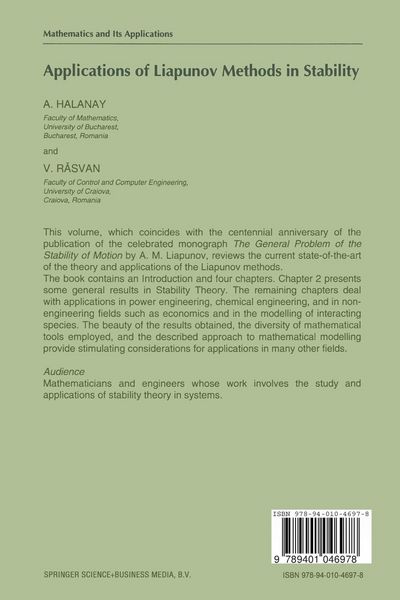 Produktbild: Applications of Liapunov Methods in Stability