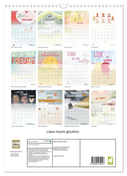 Produktbild: Liebe macht gl&uuml;cklich (Wandkalender 2027 DIN A3 hoch), CALVENDO Monatskalender