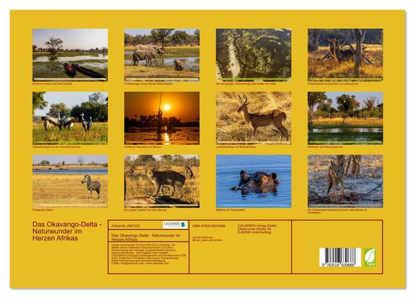 Produktbild: Das Okavango-Delta - Naturwunder im Herzen Afrikas (hochwertiger Premium Wandkalender 2026 DIN A2 quer), Kunstdruck in Hochglanz