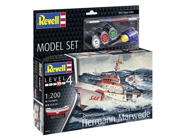 Produktbild: Model Set Seenotkreuzer Hermann Marwede, Revell Modellbausatz mit Basiszubeh&ouml;r