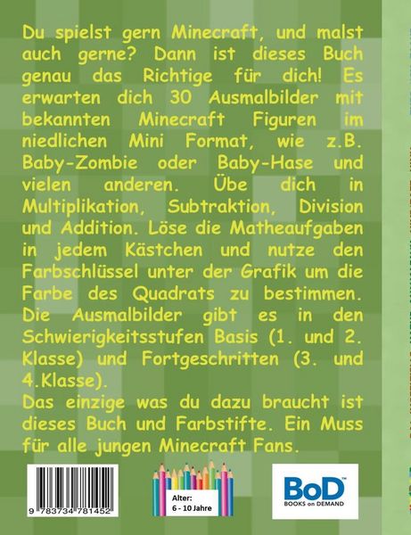 Produktbild: Funcraft - Das inoffizielle Mathe Ausmalbuch: Minecraft Minis (Cover Hase)
