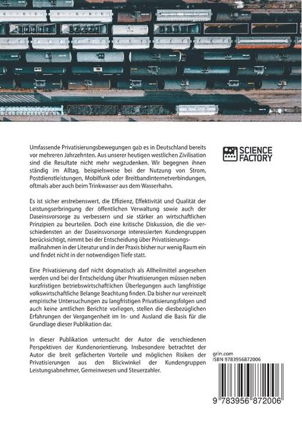 Produktbild: Privatisierung der &ouml;ffentlichen Grundversorgung. Was hei&szlig;t das f&uuml;r den Kunden?