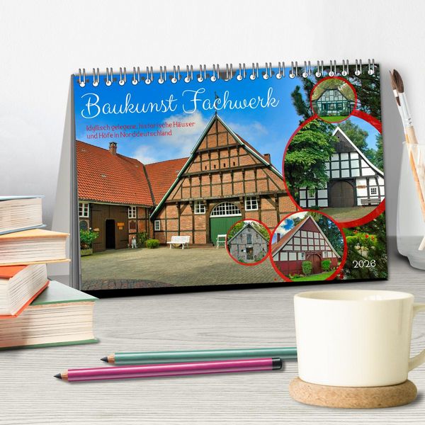 Produktbild: Baukunst Fachwerk (Tischkalender 2026 DIN A5 quer), CALVENDO Monatskalender