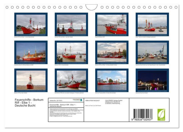 Produktbild: Feuerschiffe - Borkum Riff - Elbe 1 - Deutsche Bucht (Wandkalender 2026 DIN A4 quer), CALVENDO Monatskalender