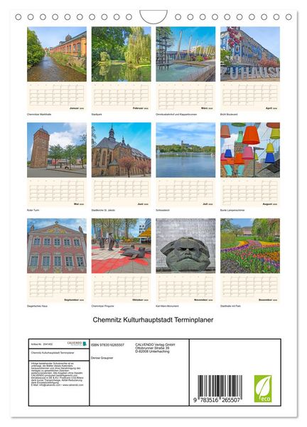 Produktbild: Chemnitz Kulturhauptstadt Terminplaner (Wandkalender 2026 DIN A4 hoch), CALVENDO Monatskalender