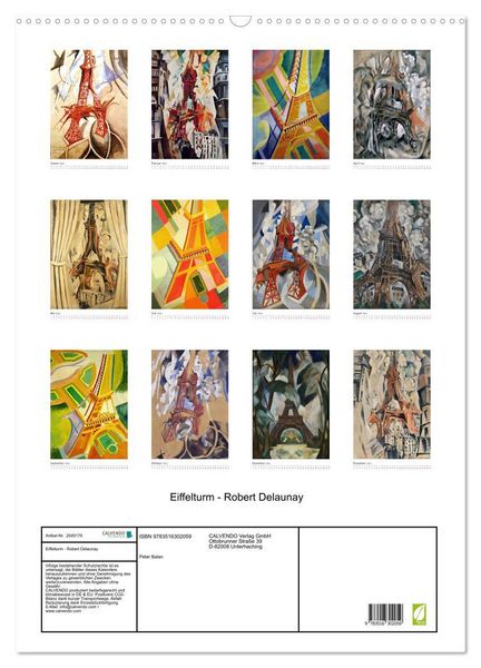 Produktbild: Eiffelturm - Robert Delaunay (Wandkalender 2026 DIN A2 hoch), CALVENDO Monatskalender