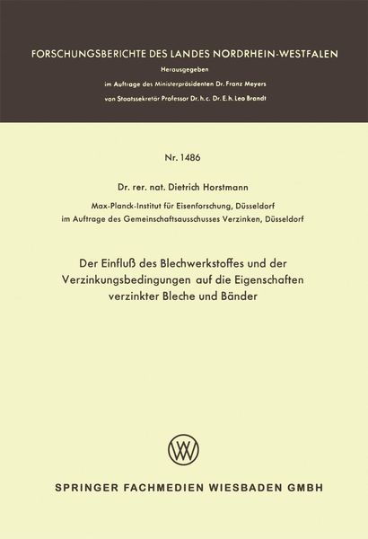 Produktbild: Der Einflu&szlig; des Blechwerkstoffes und der Verzinkungsbedingungen auf die Eigenschaften verzinkter Bleche und B&auml;nder