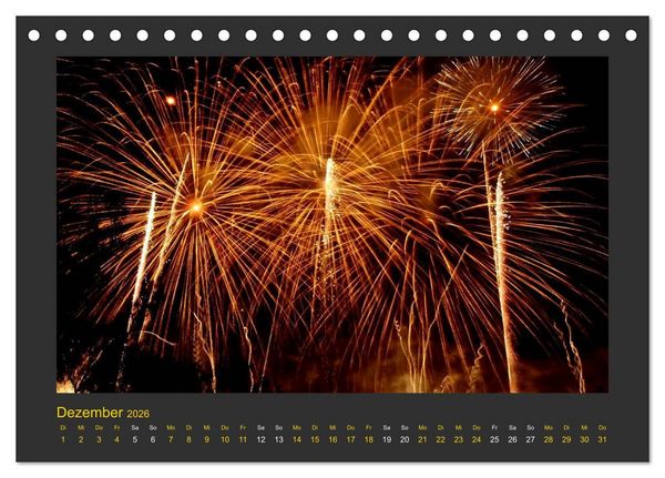 Produktbild: Feuerwerk - Explosives am Himmel (Tischkalender 2026 DIN A5 quer), CALVENDO Monatskalender