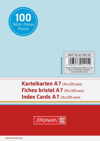 Produktbild: Brunnen Karteikarte A7 unlin bl 100St