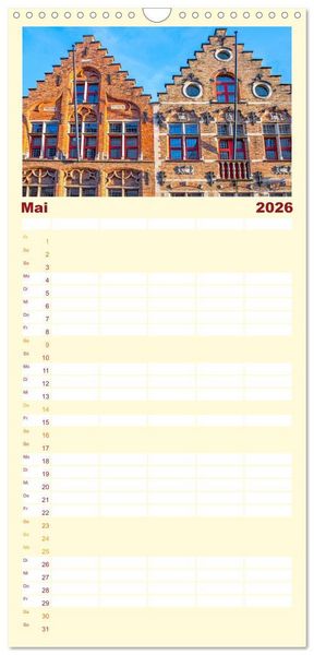 Produktbild: Familienplaner 2026 - Br&uuml;gge - malerische Stadt mit Charme mit 5 Spalten (Wandkalender, 21 x 45 cm) CALVENDO