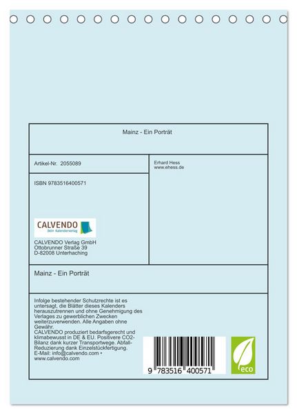 Produktbild: Mainz - Ein Portr&auml;t (Tischkalender 2026 DIN A5 hoch), CALVENDO Monatskalender