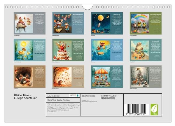 Produktbild: Kleine Tiere - Lustige Abenteuer (Wandkalender 2026 DIN A4 quer), CALVENDO Monatskalender