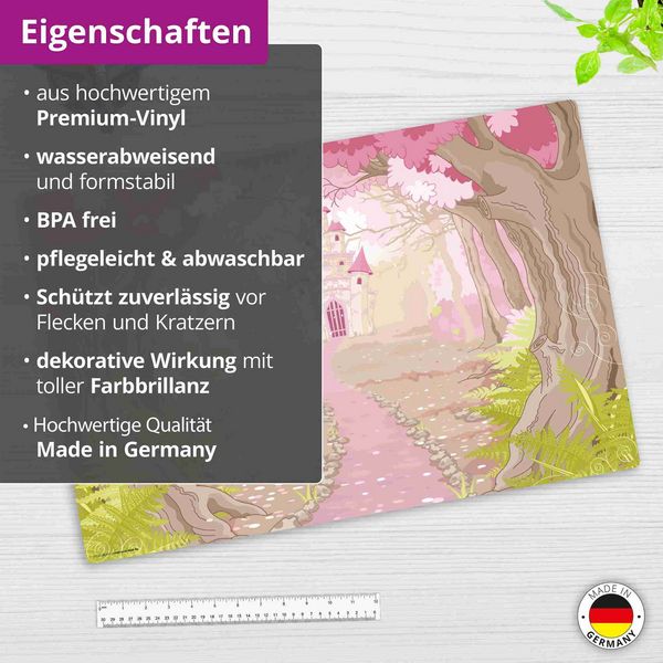 Produktbild: Cover-your-desk Schreibtischunterlage f&uuml;r Kinder und Erwachsene M&auml;rchenschloss im rosa Zauberwald, aus hochwertigem Vinyl , 60 x 40 cm