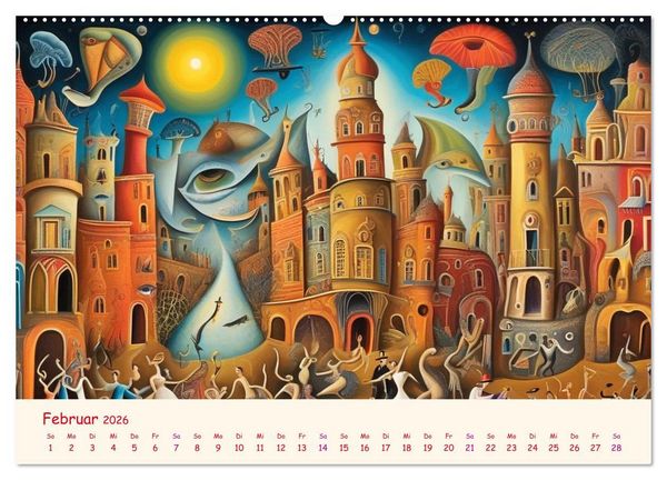 Produktbild: Absurdes Theater - In surrealen Traumwelten versinken (hochwertiger Premium Wandkalender 2026 DIN A2 quer), Kunstdruck in Hochglanz