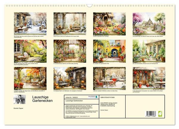 Produktbild: Lauschige Gartenecken (Wandkalender 2026 DIN A2 quer), CALVENDO Monatskalender