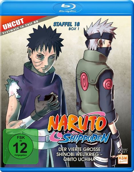 Produktbild: Naruto Shippuden - Der vierte gro&szlig;e Shinobi Weltkrieg - Obito Uchiha/Uncut - Staffel 18.1: Folgen 593-602 [2 BRs]