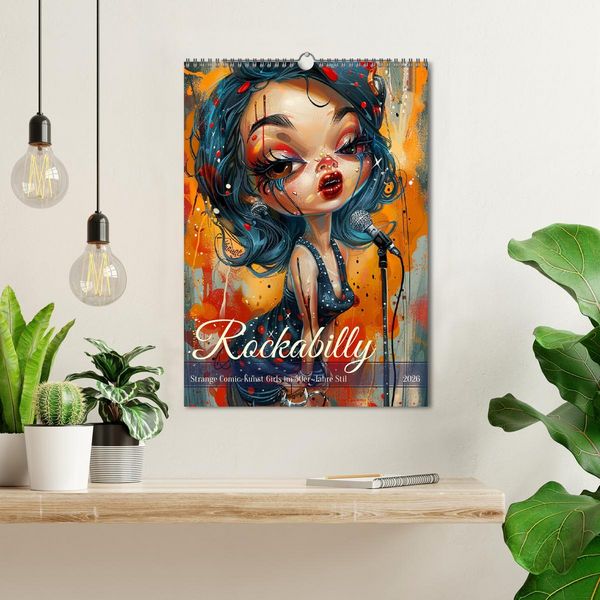 Produktbild: Rockabilly. Strange Comic-Kunst Girls im 50er-Jahre Stil (Wandkalender 2026 DIN A3 hoch), CALVENDO Monatskalender