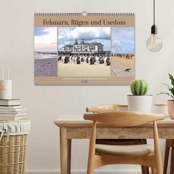 Produktbild: Fehmarn, R&uuml;gen und Usedom - Impressionen von den drei gro&szlig;en Ostseeinseln (Wandkalender 2026 DIN A3 quer), CALVENDO Monatskalender