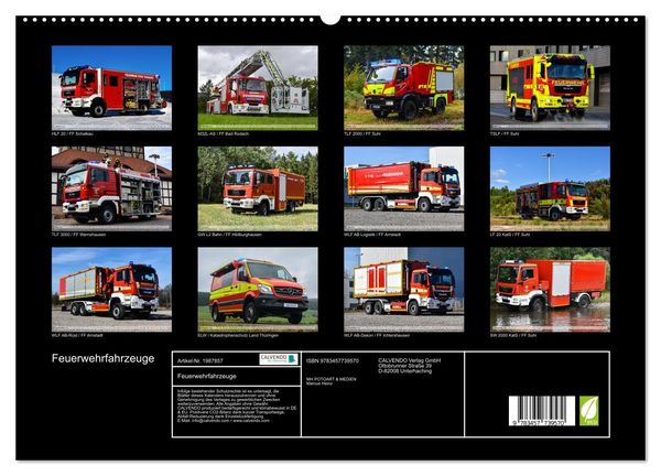 Produktbild: Feuerwehrfahrzeuge (hochwertiger Premium Wandkalender 2026 DIN A2 quer), Kunstdruck in Hochglanz